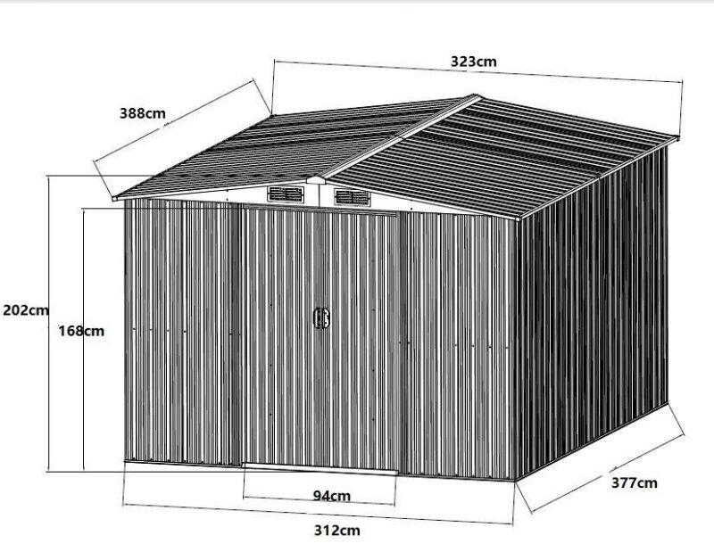 Abri de jardin en acier galvanisé gris 12,5 m² - Prix d'usines – Image 6